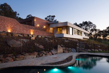 Contemporary pools hillside