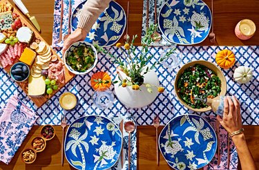 vibrant dinner table set up