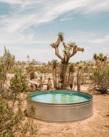 desert landscape with stock tank pool