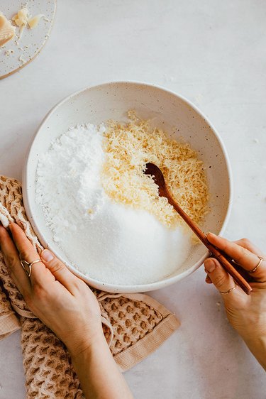 Combining baking soda, Castile soap and super washing soda to make DIY laundry detergent