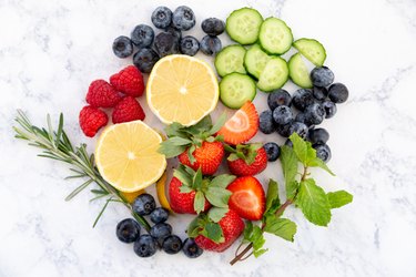 Fruit and herbs for infused ice cubes