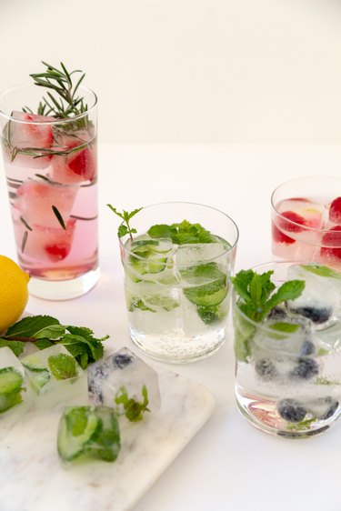 Herb and Fruit Infused Ice Cubes for cocktails