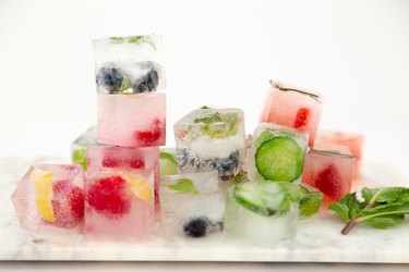Herb and Fruit infused ice cubes for cocktails