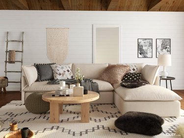 living room with natural textures