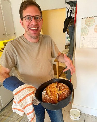 adam roberts of the amateur gourmet with sourdough bread