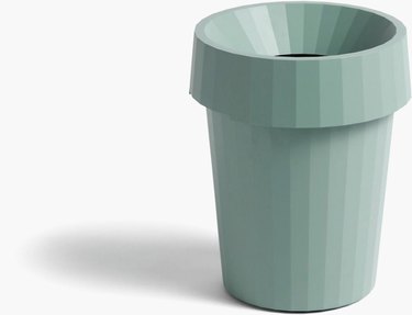 office organization supplies, green trash bin with lid
