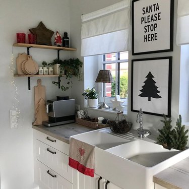 kitchen with christmas art