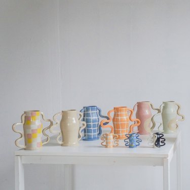 contemporary ceramics vases in pastel color palette