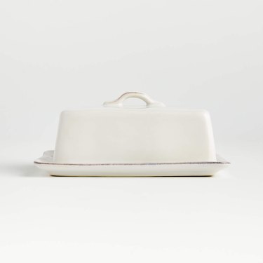 Crate & Barrel Marin White Covered Butter Dish