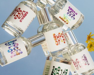 bottles of aromatherapy with brand named "shocks of love"