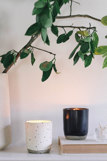 DIY soy wax essential oil candles on mantel