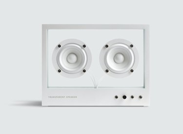 transparent and white speaker