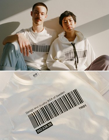 IKEA Efterträda barcode sweatshirt on man and woman