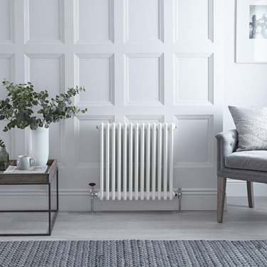 White Horizontal 3-Column Traditional Cast-Iron Style Radiator