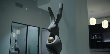 the flight attendant rabbit sculpture