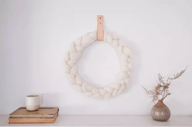 White wool braided wreath