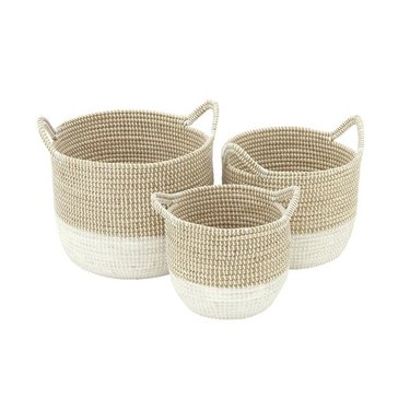two-tone seagrass basket set