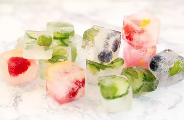 Herb and fruit infused ice cubes
