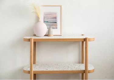IKEA console table with removable wallpaper