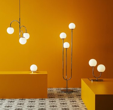 orange room with various lamps
