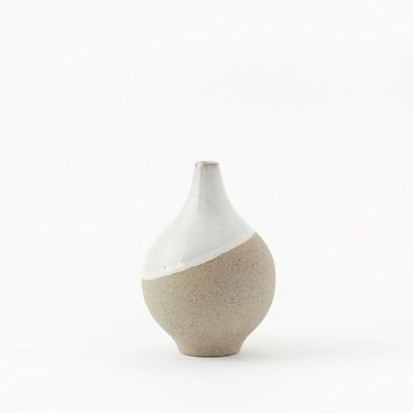 stoneware vase in earthy hue and white