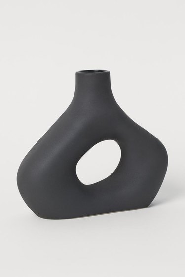 black stoneware sculptural vase