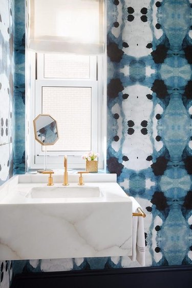 small bathroom wallpaper with watercolor pattern