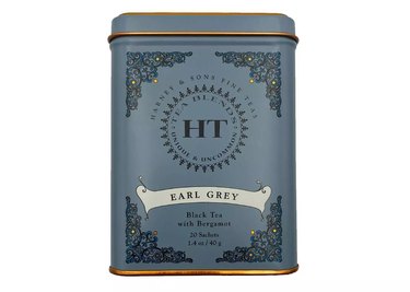 blue canister of earl grey black tea