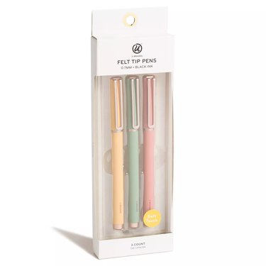 pack of three pens in various colors