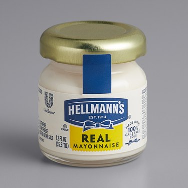 hellmann's real mayonnaise in small jar with gold lid