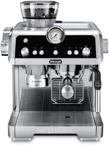 silver and black espresso machine