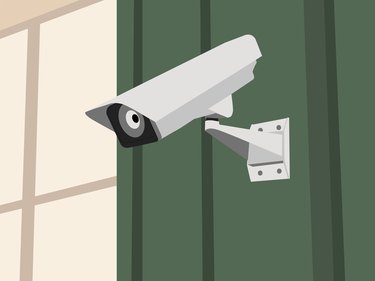 illustration of a security camera near a window and green wall