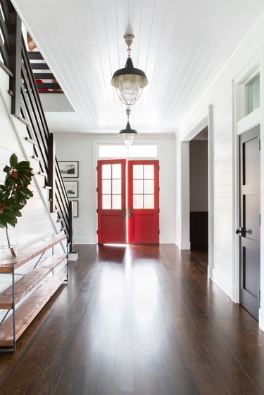 farmhouse hallway idea with shiplap