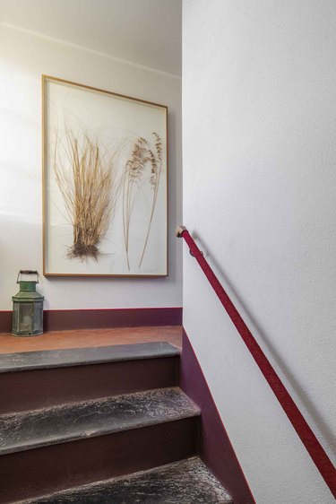 farmhouse hallway idea with rustic lighting