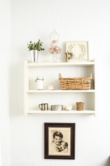 farmhouse hallway idea with open shelving