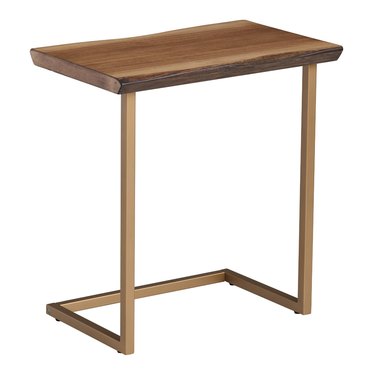 Faux Live Edge Wood And Gold Metal Sloan Laptop Table