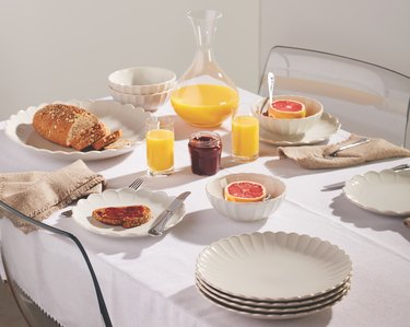 breakfast table with food