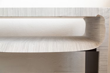 Covering an IKEA console table with peel-and-stick wallpaper