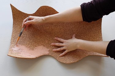 Painting cork board a salmon color