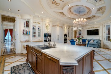 schitt's creek mansion kitchen and dining area at 30 fifeshire rd in toronto
