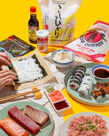 photo of umamicart sushi ingredients spread on a table
