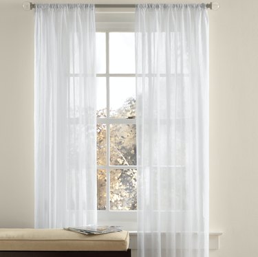 white crushed voile curtain
