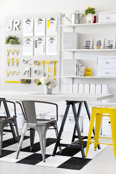 black, yellow and silver office