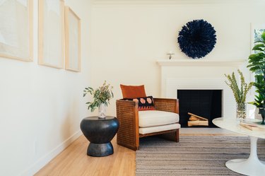 living room with cream colored paint