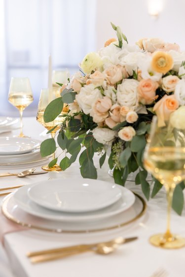 formal dining table with wine glasses by Estelle Colored Glass