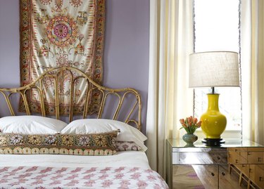 secondary colors purple and yellow in bedroom