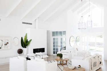 color meaning in white boho minimal living room
