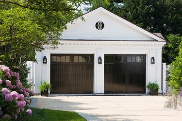 high gloss modern garage doors with glass panels