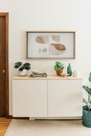 This minimalist floating cabinet can be put together in just one afternoon using hardware store basics.