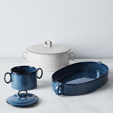 blue and white ceramic bakeware by Food52 x Dansk
